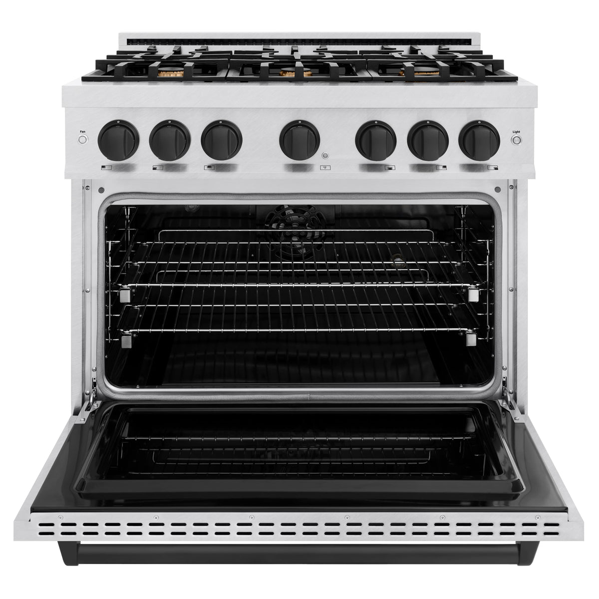 ZLINE - 36 in. Wide 6 Burner Autograph Classic Dual Fuel Satin Steel Range with Black Accents (CDRSZ-36-MB) - Stainless Steel