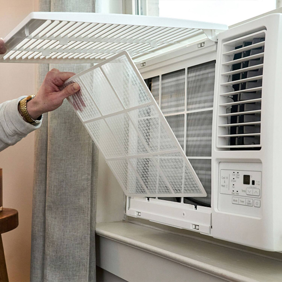 LG - 570 Sq. Ft. 12,200 BTU Window Air Conditioner with Supplemental Heat Function - White