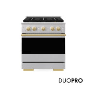 ZLINE - Autograph 30 in. 4.2 cu. ft. Marino Freestanding DuoPro Gas Range with Convection Oven & Polished Gold Accents - Stainless Steel
