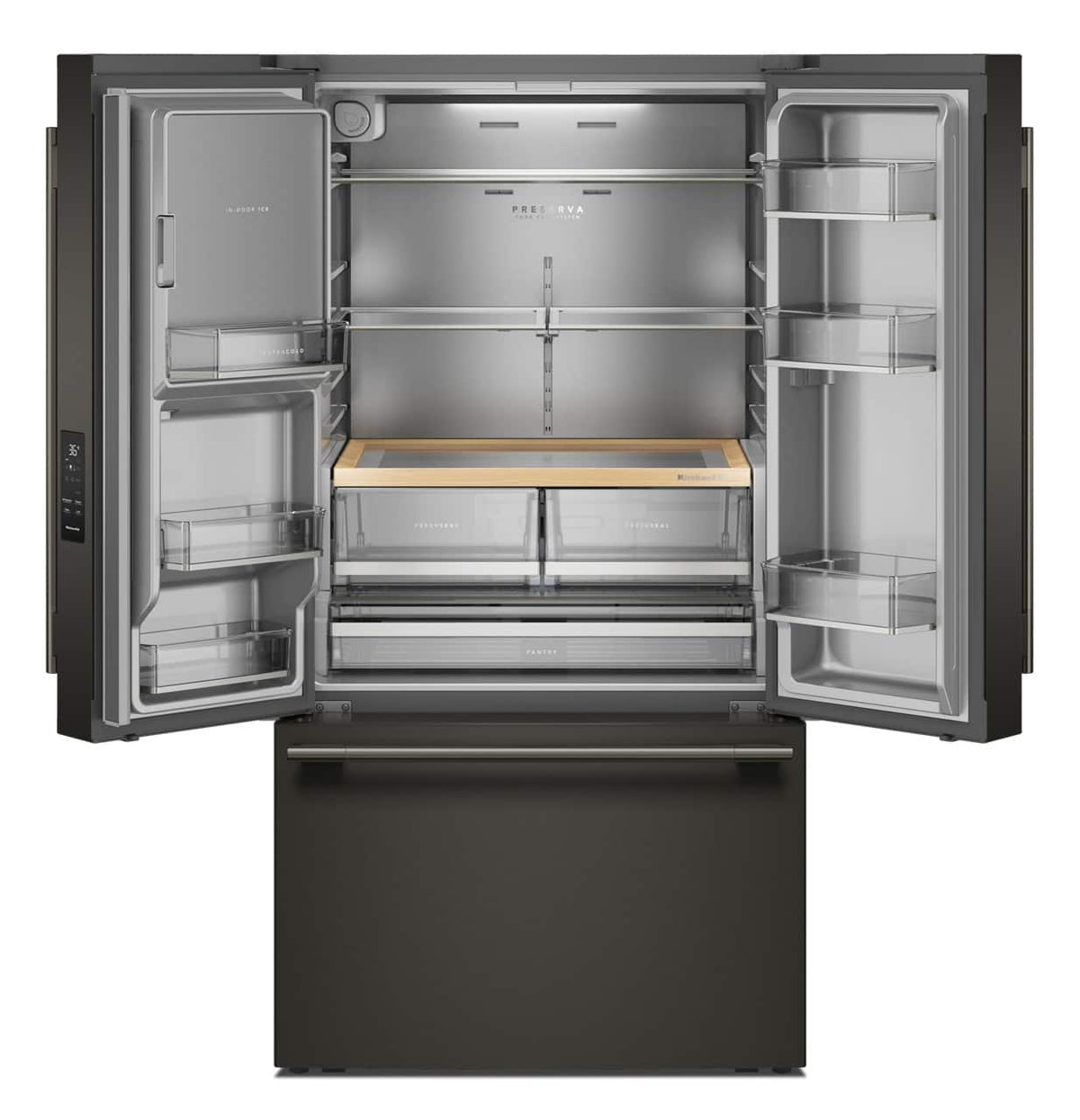 KitchenAid - 36 in. Wide 30 cu. ft. French Door Refrigerator with Exterior Water and Ice - Black Ore