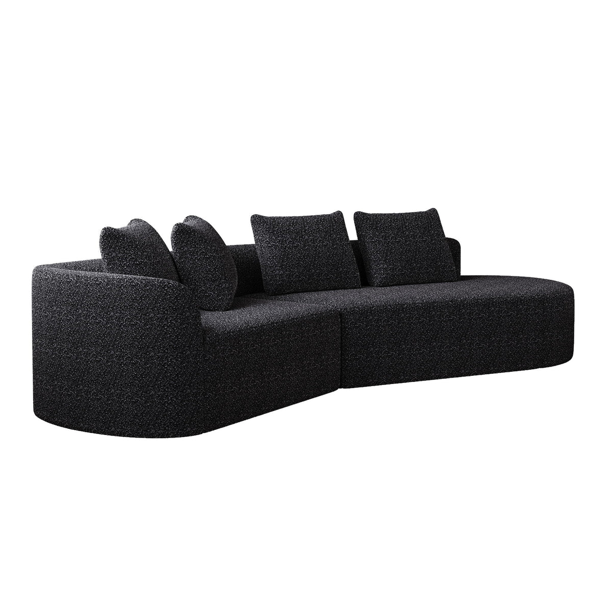 Sofá Seccional Tapizado de Gran Tamaño, Sofá Nube Curvo Extragrande y Profundo de 4 Plazas con 4 Cojines Decorativos para Sala de Estar - Negro