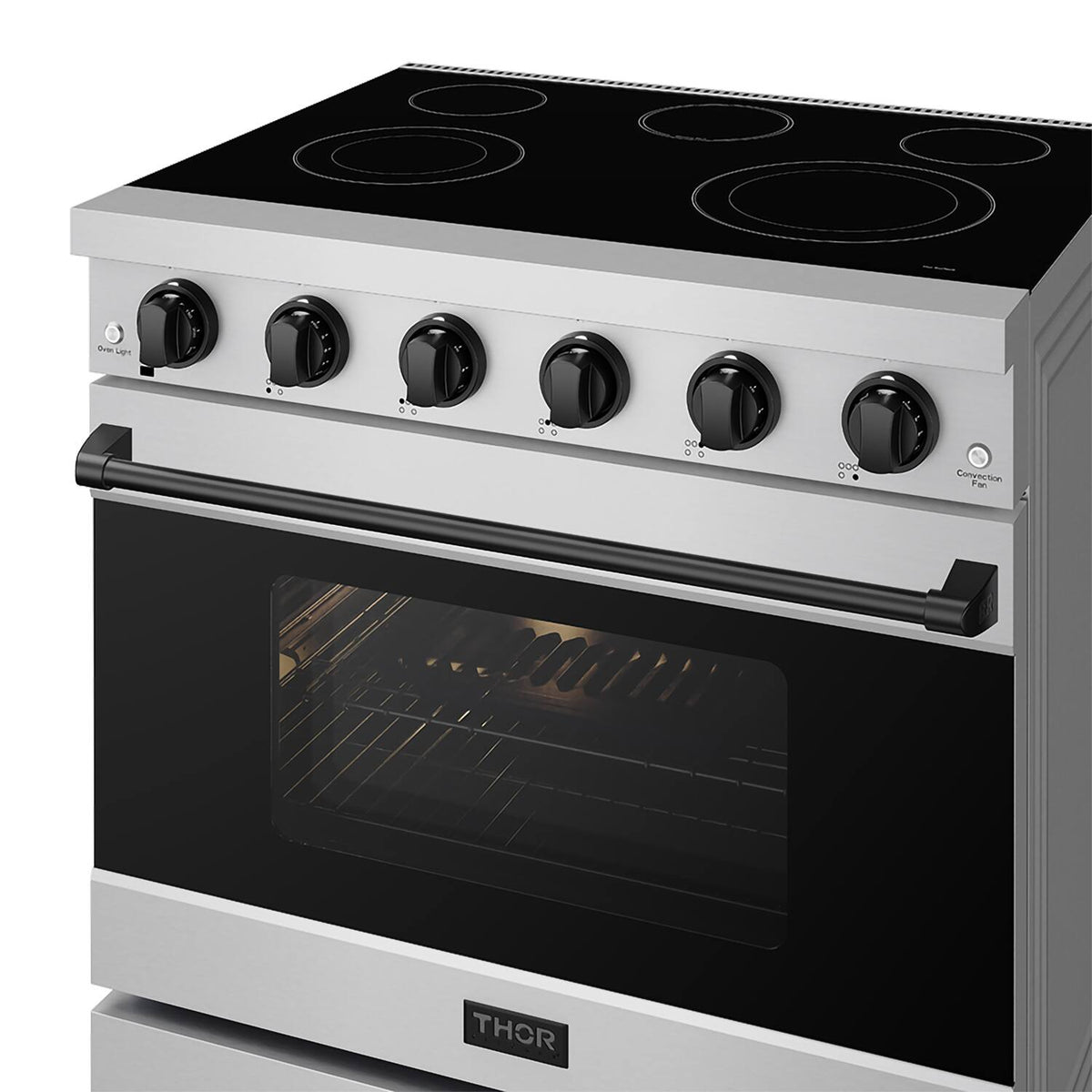 36 in. Wide 5 Elements Gordon Ramsay Series by Thor Kitchen 6.0 Cu. Ft Freestanding Electric Range with Black Hardware - Stainless Steel