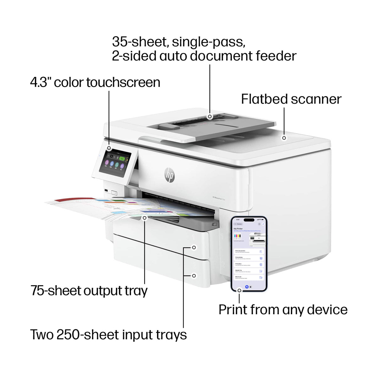HP - OfficeJet Pro 9730e Wireless AI-Enabled Wide Format AiO Inkjet Printer w/ 3 Months of Instant Ink - White