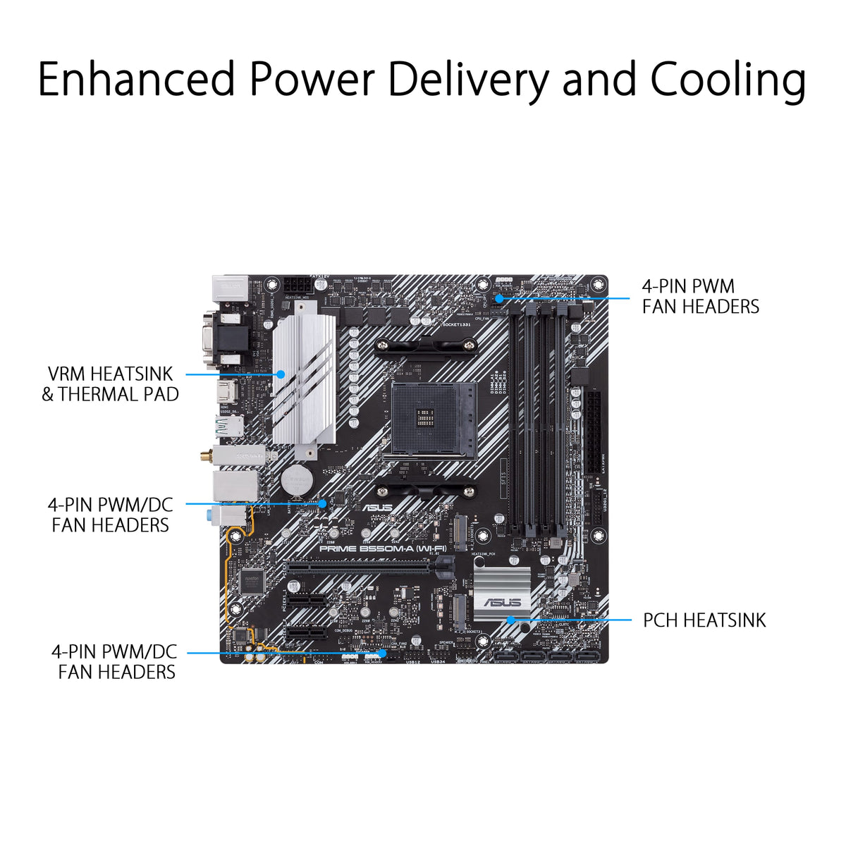 ASUS - PRIME B550M-A WIFI II (Socket AM4) AMD B550 Micro ATX DDR4 Wi-Fi 6 Motherboard - Black