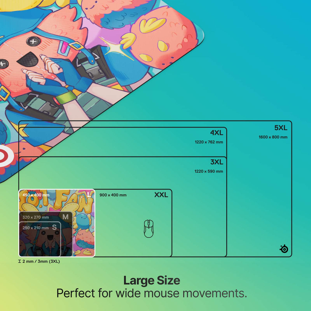 SteelSeries - QcK Cloth Gaming Mouse Pad (Large) - Fortnite Guff Edition - Multi
