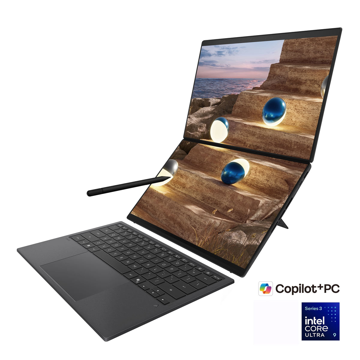 ASUS - Zenbook Duo Dual 14" 3K OLED Touch Laptop - Intel Core Ultra 9 386H - 32GB Memory - 1TB SSD - Moher Gray