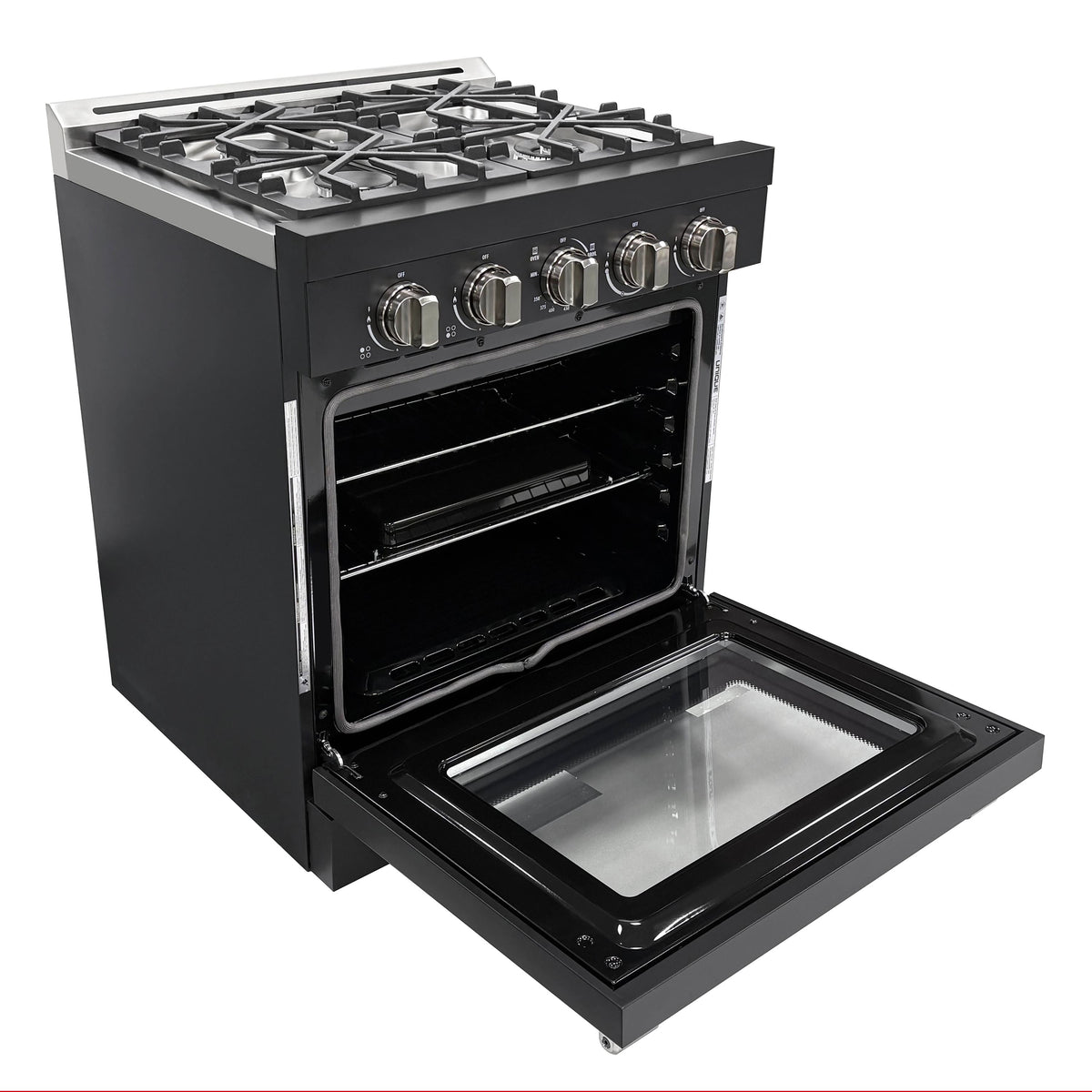 Unique Appliances - Off-Grid 30 in. 4-Burner Waist High Broiler Propane Range in Black - Black