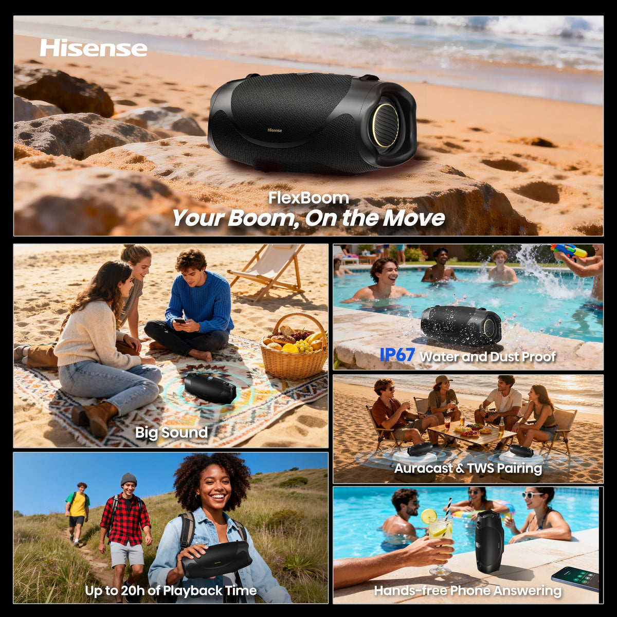 Hisense - Portable Speaker - Black