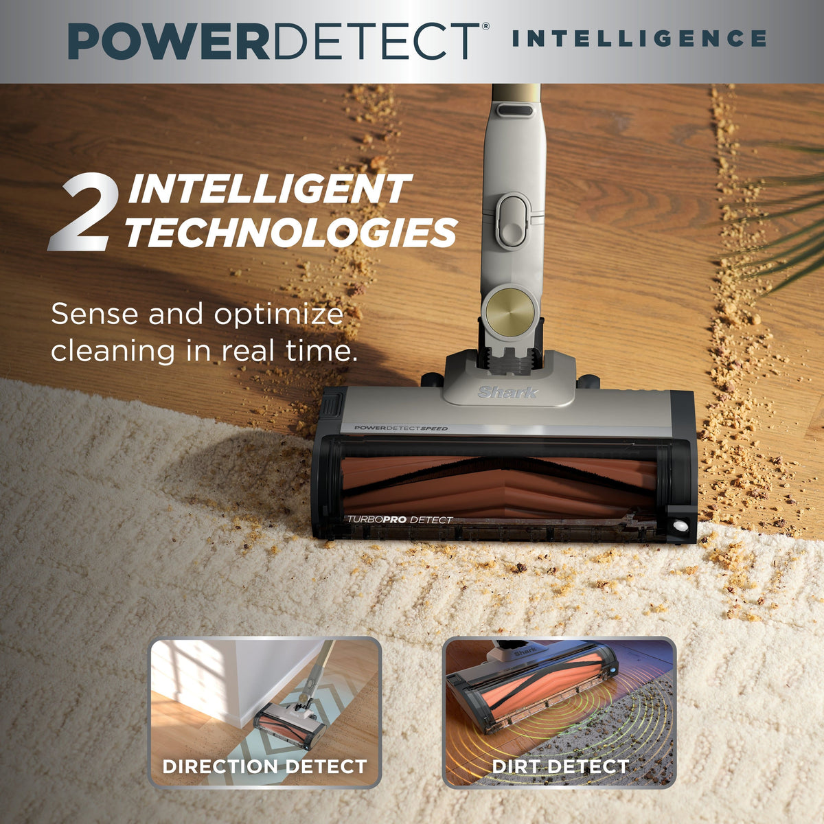 Shark - PowerDetect Speed Cordless Stick Vacuum, Powerful Suction, HEPA Filtration, 60-min Runtime, Carpet & Hard floor - Ivory