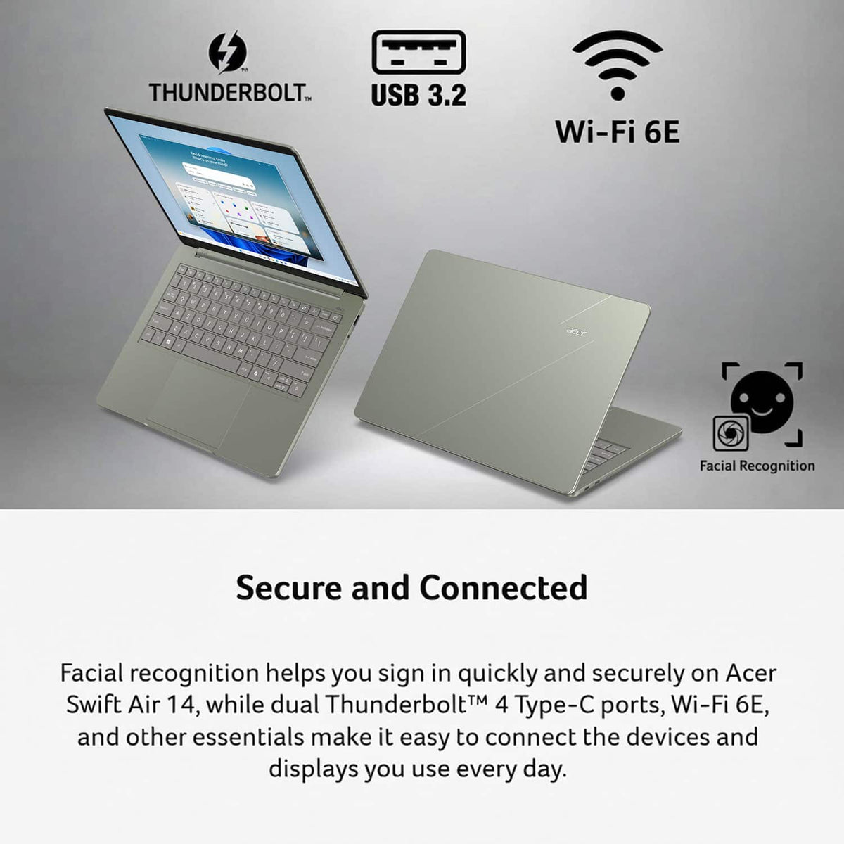 Acer - Swift Air 14 - 14" 2k LCD Laptop - Intel Core 5 Series 3 2026 - 8GB Memory – 512GB Storage - Sage