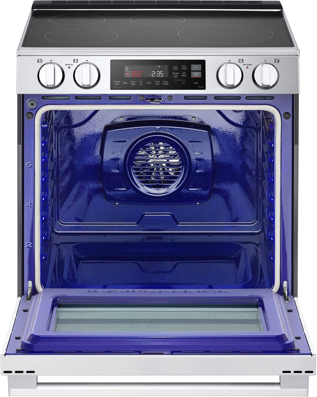 LG - 30-in 6.3 Cu. Ft. Slide-in Elec Induction True Convect Smart Range w/4 Elements, WideView Window and Flex Control Knobs - Stainless Steel