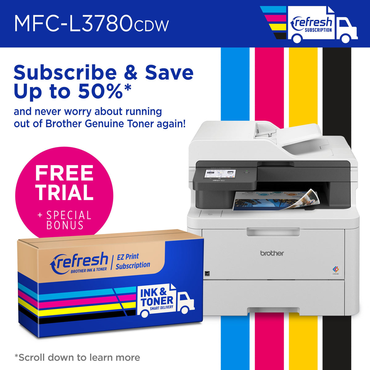Brother - MFC-L3780CDW Wireless Digital Color All-in-One Printer with Laser Quality Output, Great for Business - White