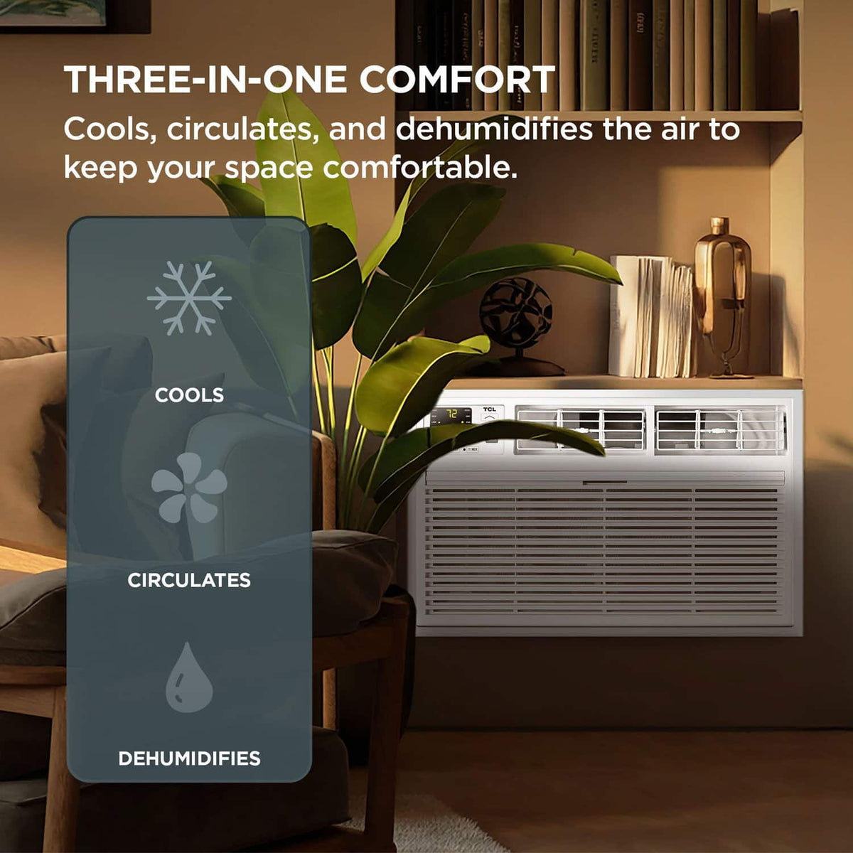 TCL - 450 Sq. Ft. 10,000 BTU Smart Through-the-Wall Air Conditioner with Wi-Fi and Remote - White