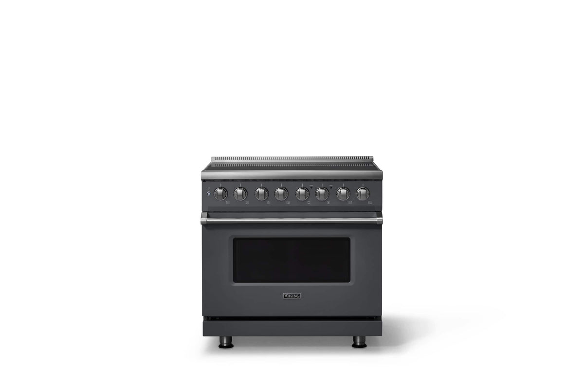 Viking - 36 in. Wide 6 Elements Pro 5 Series 5.6 Cu. Ft. Freestanding Induction Convection Range - Cast Black