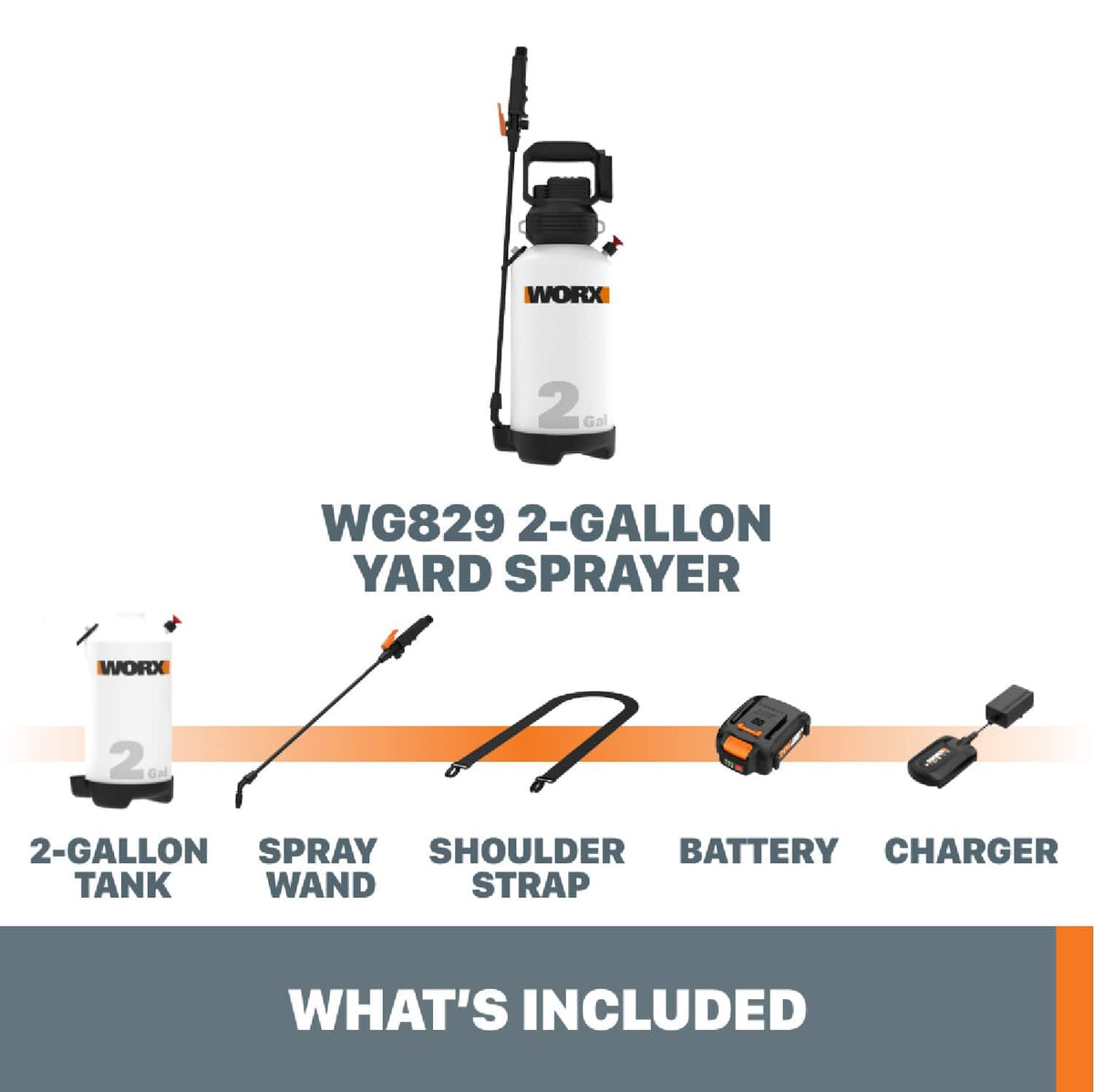 WORX - WG829 20V Power Share Cordless Yard Sprayer Battery and Charger Included - Black