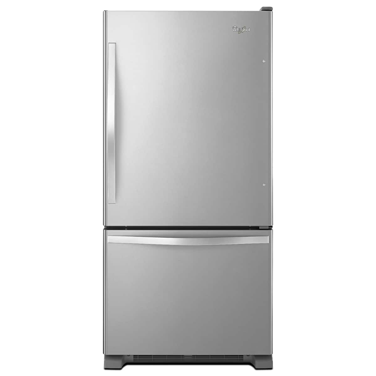 Whirlpool - 33 in. Wide 22 cu. ft. Bottom-Freezer Refrigerator with SpillGuard Glass Shelves - Stainless Steel