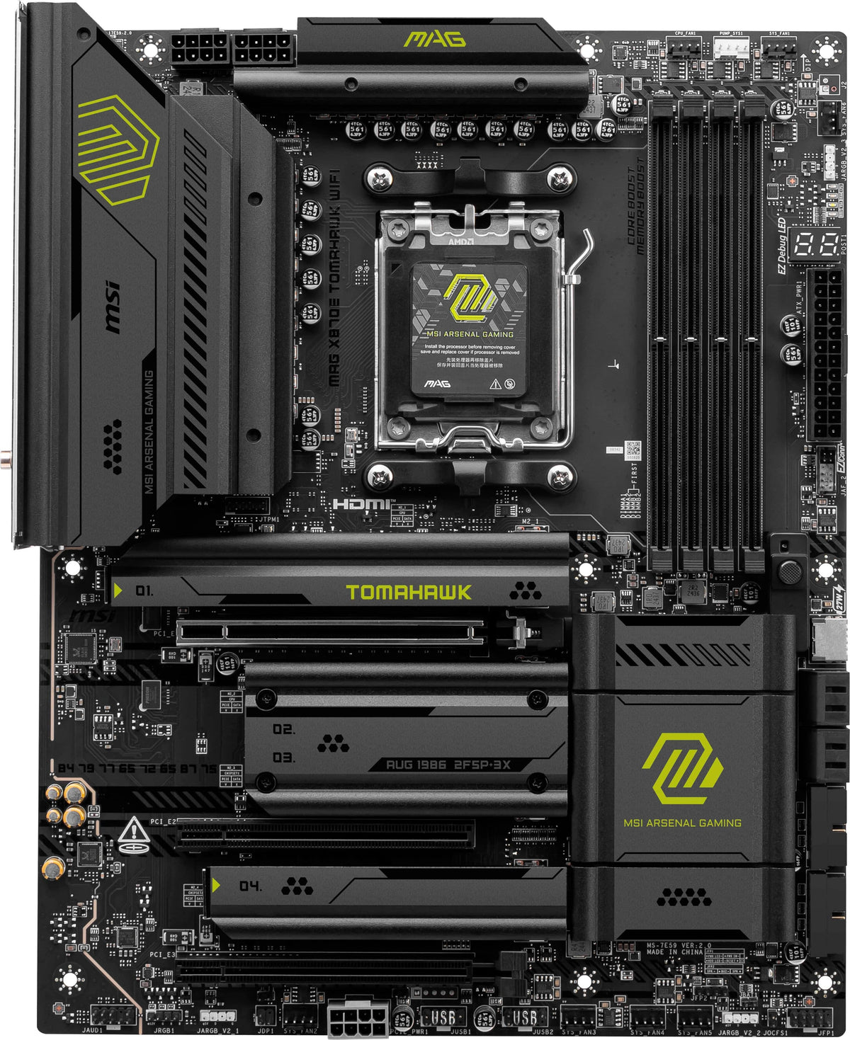 MSI - MAG X870E TOMAHAWK WIFI (Socket AM5) AMD X870 ATX DDR5 Wi-Fi 7 Motherboard - Black
