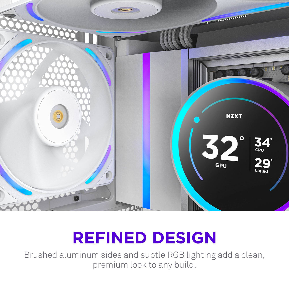 NZXT - F120X Performance Fan - 120mm PWM RGB Computer Case Fan with LCP Frame & Blades - White