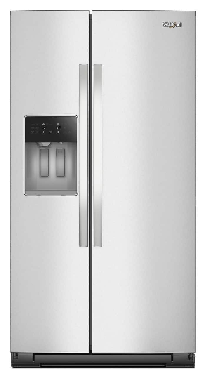 Whirlpool - 36 in. Wide 20.85 cu. ft. Side-by-Side Counter-Depth Refrigerator with In-Door Ice & Water - Stainless Steel