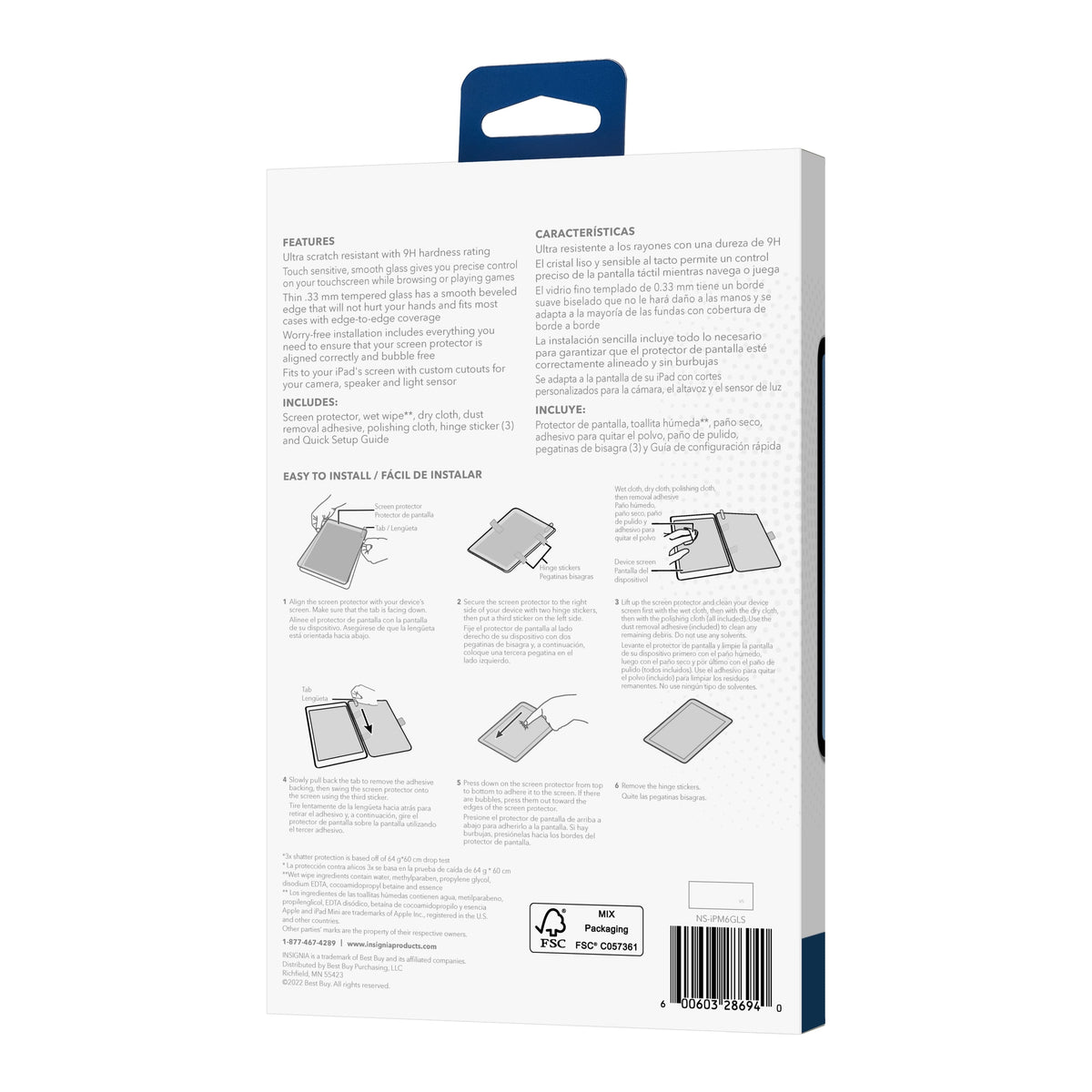 Insignia™ - HD Glass Screen Protector for Apple iPad mini (A17 Pro) and Apple iPad mini (6th Generation 2021) - Clear