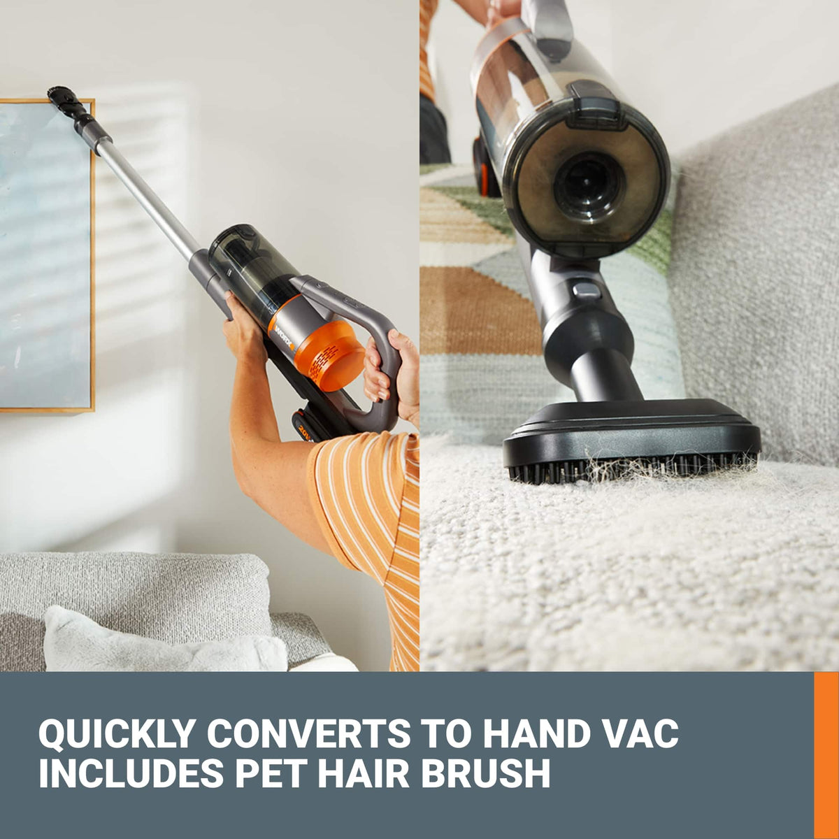 WORX - 20V Cordless Stick Vacuum (2 x 2.0 Ah Battery and 1 x Charger Included) - Black