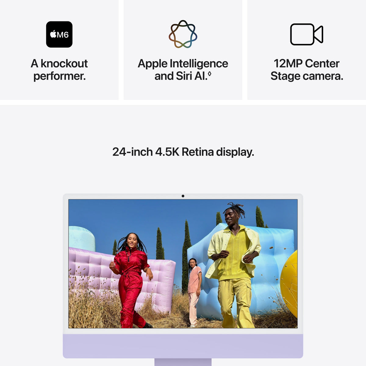 Apple - iMac 24-inch All-in-One - M6 chip - 12 Core CPU - 12 Core GPU - Standard Glass - 16GB Memory - 256GB SSD - Purple