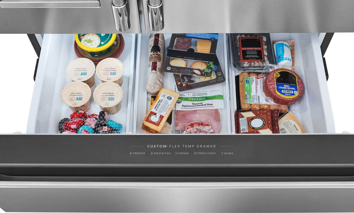 Frigidaire - Professional 36 in. Wide 21 Cu. Ft. Counter-Depth 4-Door French Door Refrigerator with Custom-Flex Temp Drawer - Stainless Steel