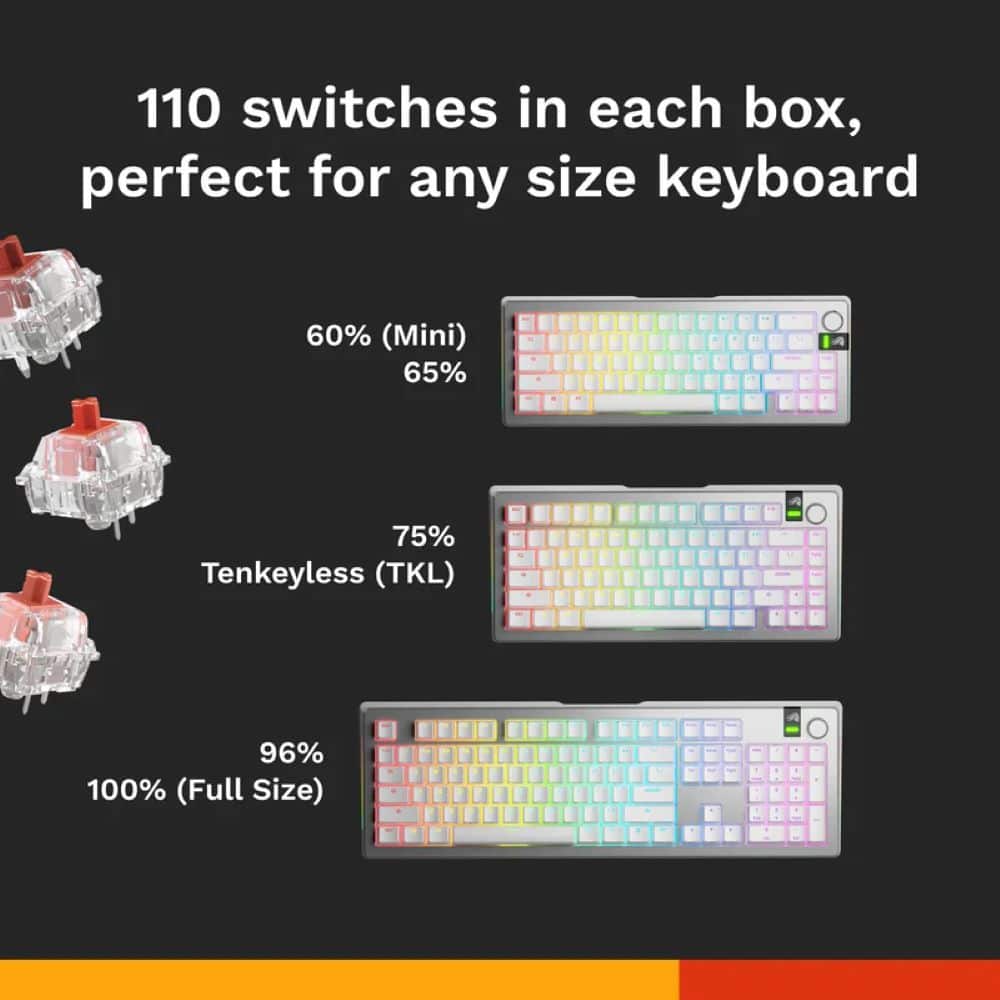 Glorious - Lubed Mechanical Keyboard 3-pin Hot Swappable Switches (110x) - Linear - Fox