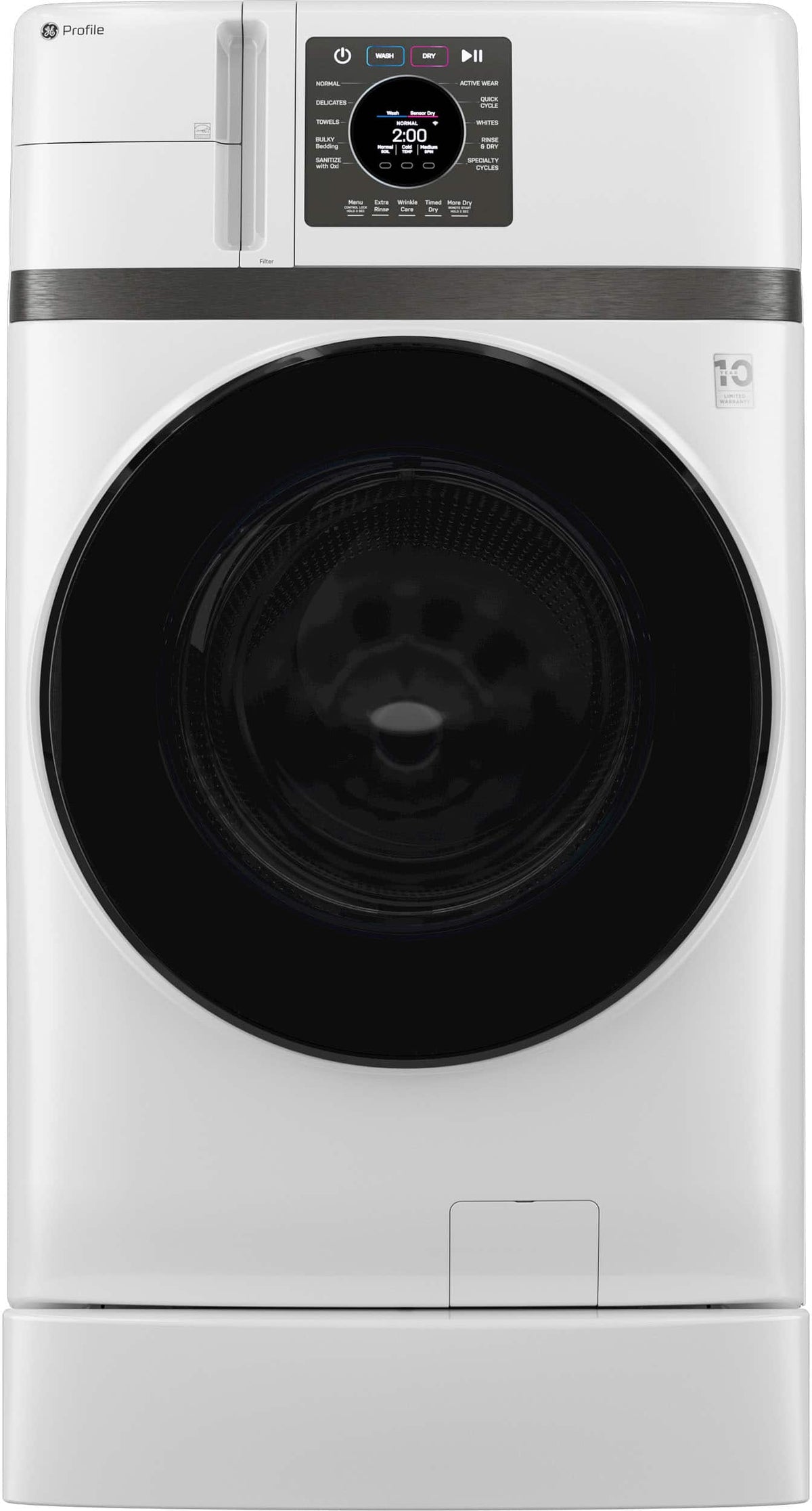 GE Profile - UltraFast 4.6 Cu. Ft. High-Efficiency Smart Front Load Washer and Electric Dryer Combo with Steam and Ventless Heat Pump - White