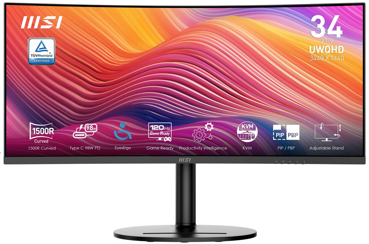 MSI - Modern MD342CQ 34" UWQHD 120Hz 4ms Computer Monitor with HDR ready, Built-in Speakers (DisplayPort, HDMI, USB-C ) - Matte Black