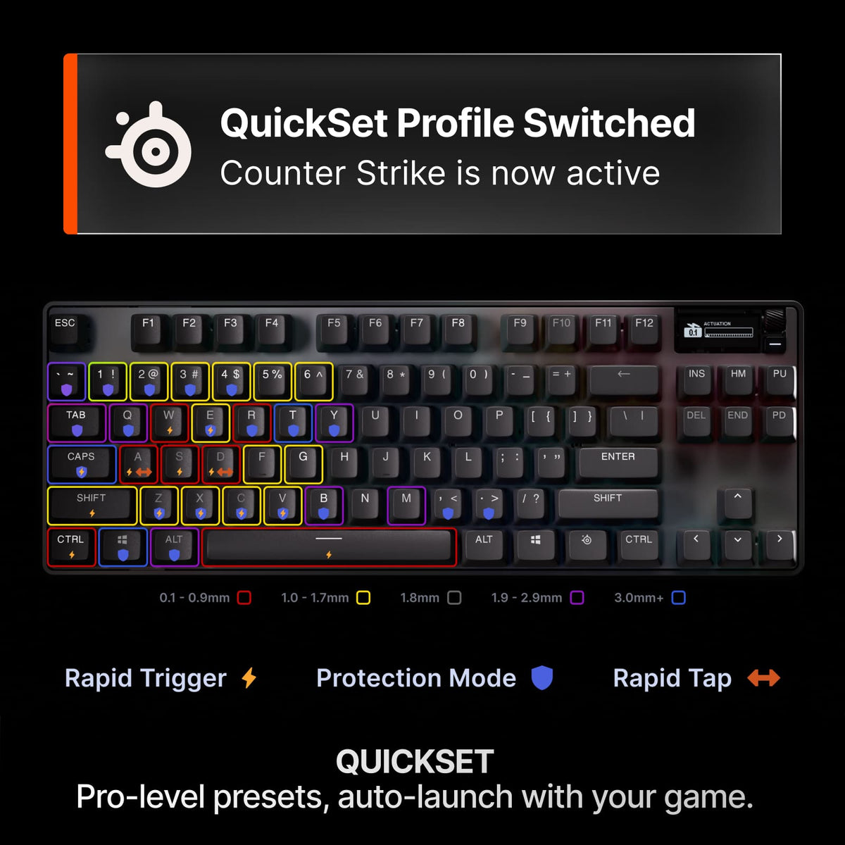SteelSeries - Apex Pro TKL Gen 3 Wireless Magnetic Hall-Effect OmniPoint Adjustable Gaming Keyboard with Rapid Tap - Black