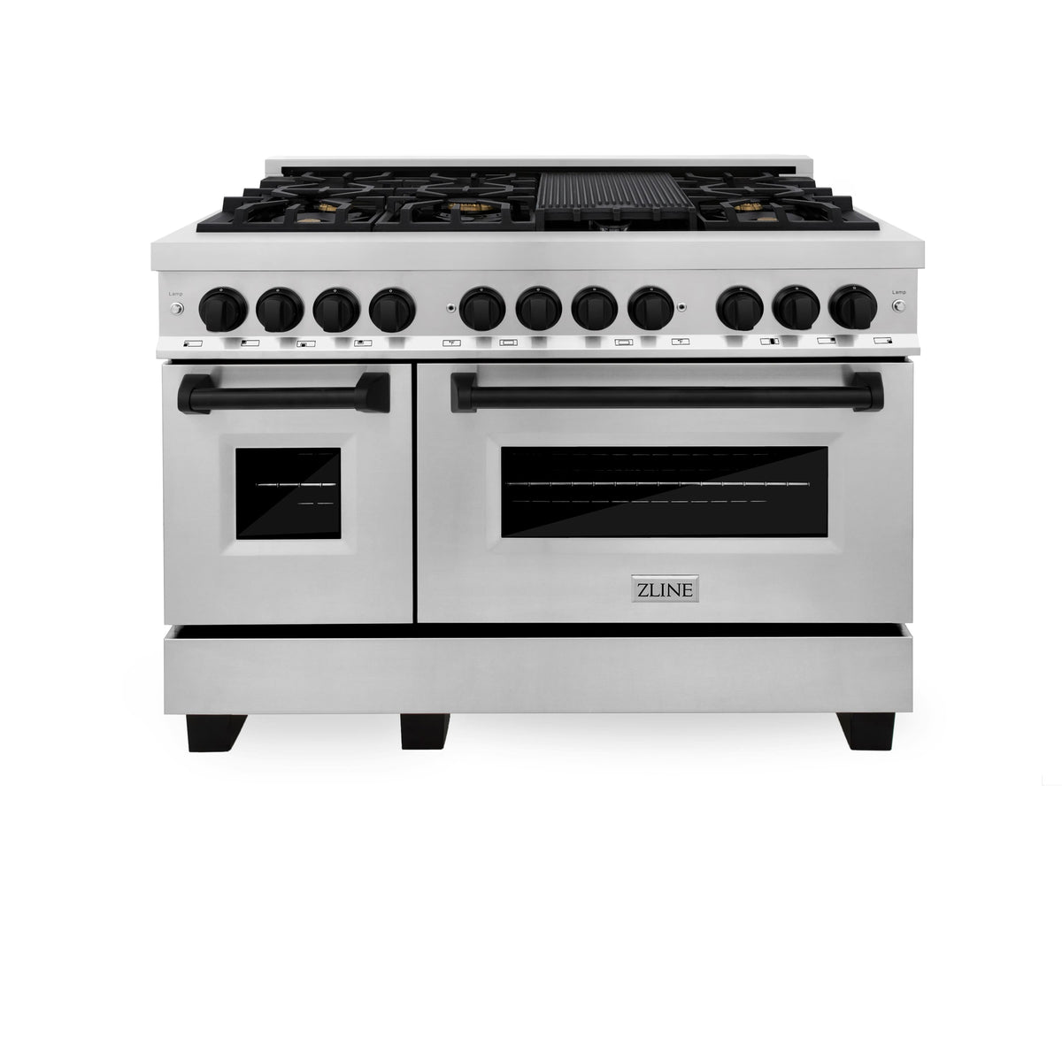 ZLINE - 48 in. Wide 8 Burner Autograph Legacy Dual Fuel Range with (RAZ-48-MB) - Matte Black Accents
