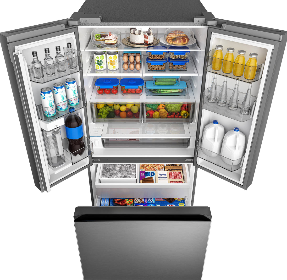 Midea - 33 in. Wide Counter-Depth PLUS 23 Cu. Ft. French Door Refrigerator + Water2Ways - Stainless Steel