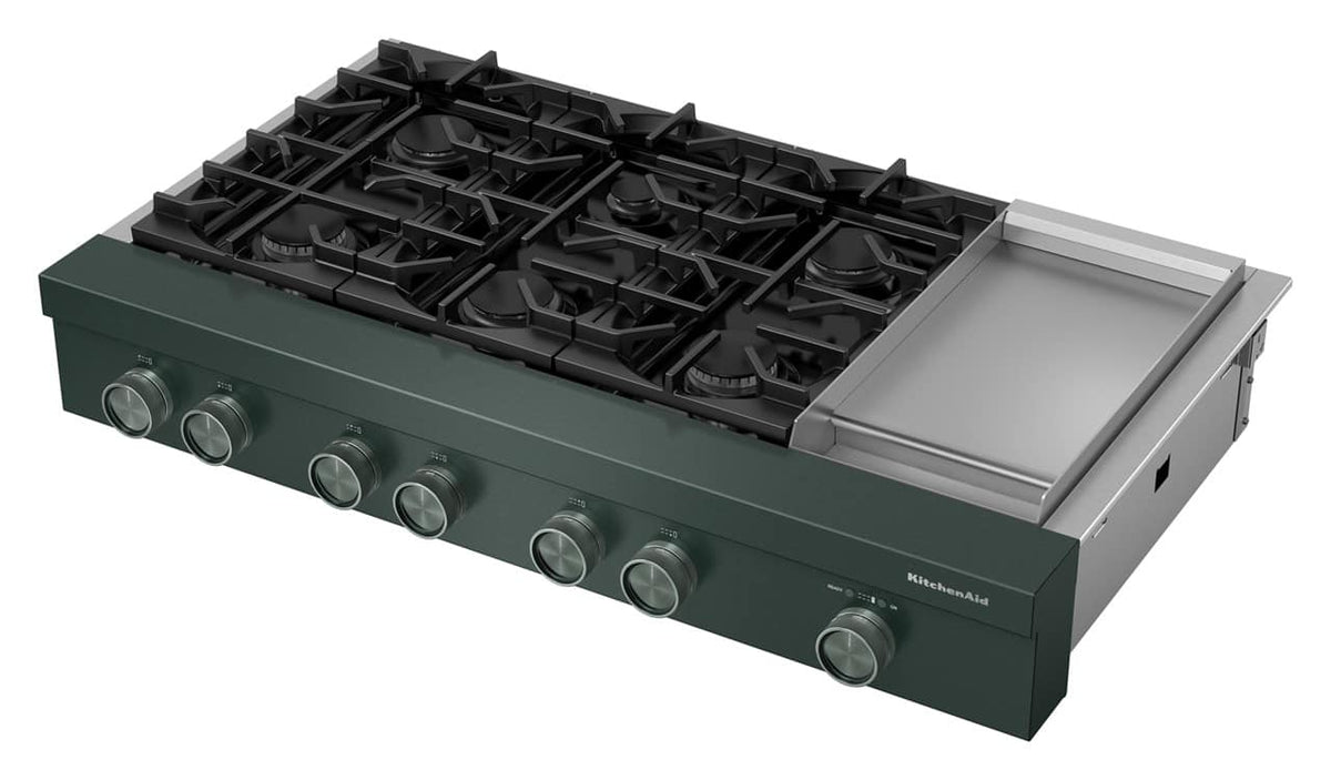 KitchenAid 48-inch 6-Burner Gas Commercial-Style Rangetop with Griddle - Juniper