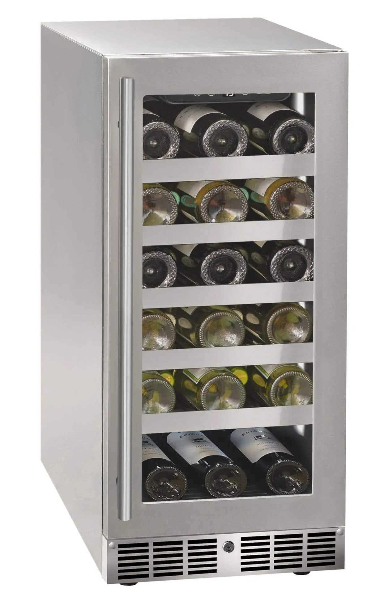 Marvel - 15"W. 3.0 Cu.Ft. Built-In Wine Refrigerator- Frame/Glass - Stainless Steel