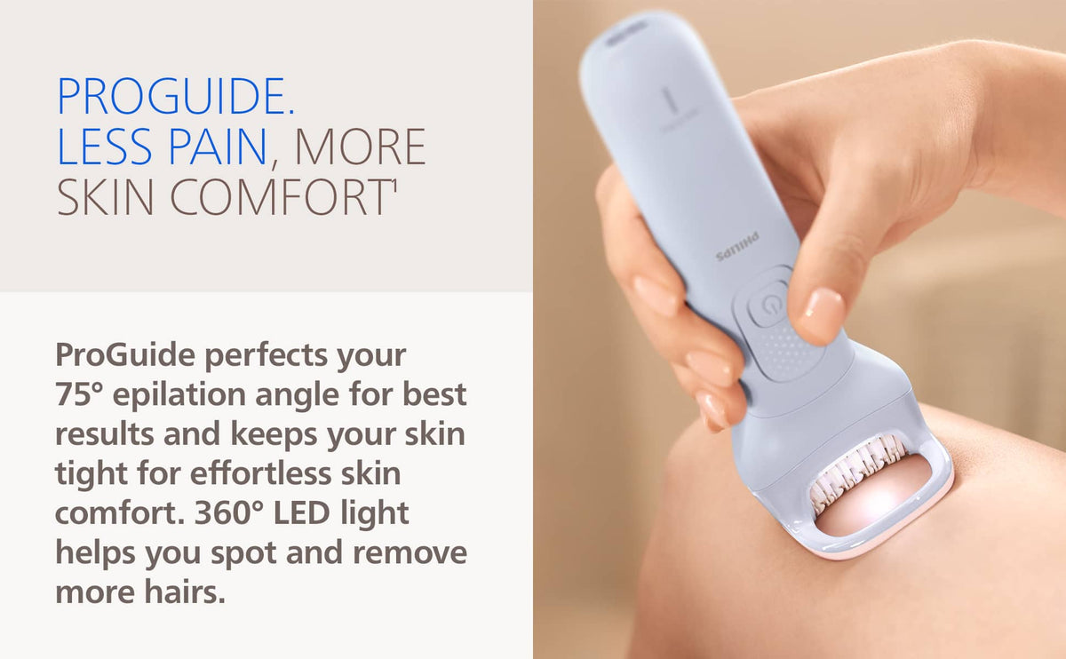 Philips - Epilator Series 8000 for women, Cordless, Wet & Dry +2 Accessories (BRE708/00) - Light Blue