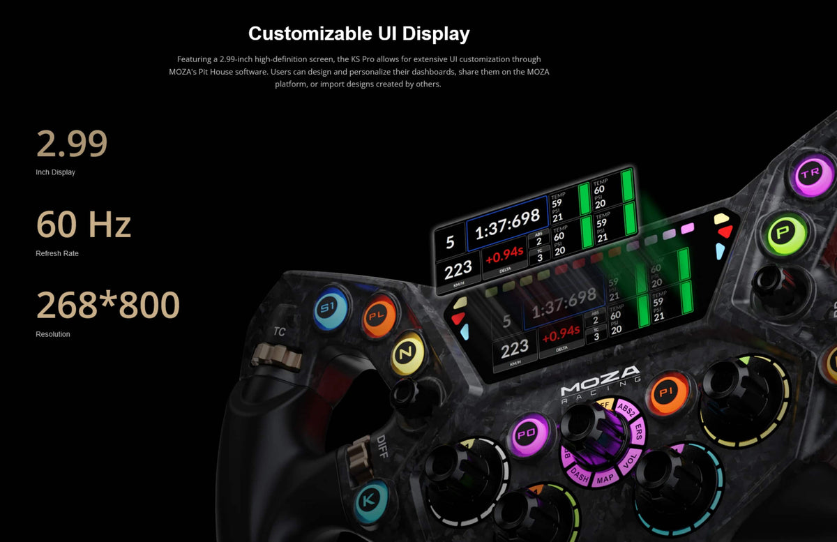 Moza Racing - KS Pro Sim Racing Steering Wheel for Windows - Black