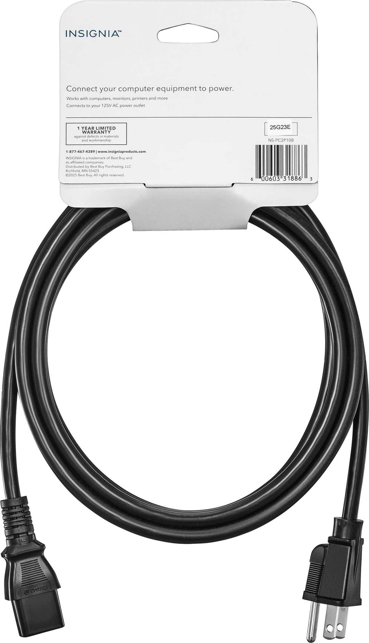 Insignia™ - 10-Foot AC Power Cable - Black
