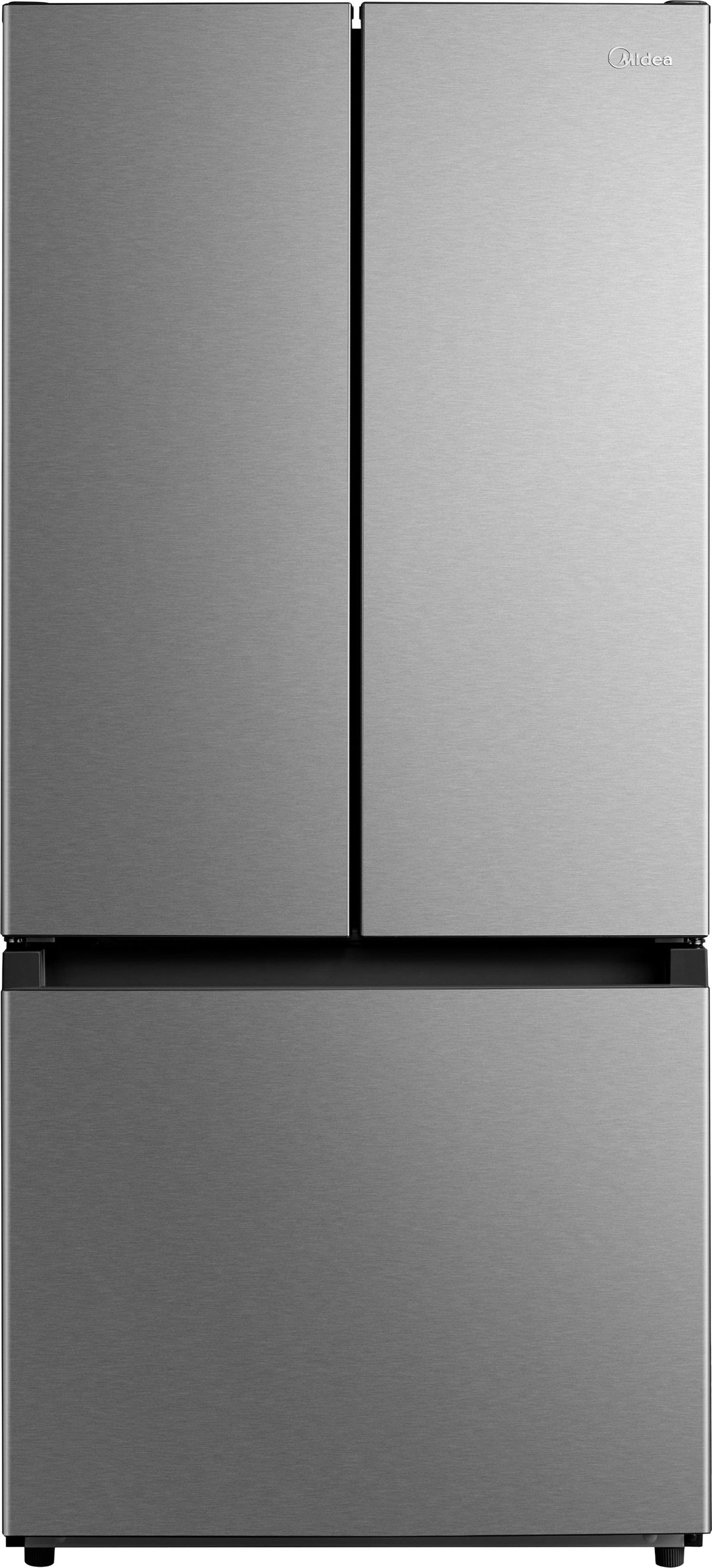 Midea - 30-in Wide 18.4 Cu. Ft. French Door Refrigerator with Gallon-Sized Door Bins, Ice Maker Ready - Stainless Steel