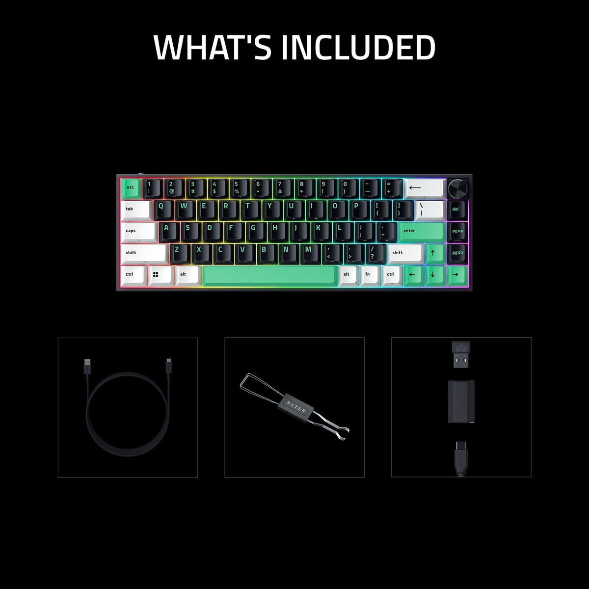 Razer - Reclusa Mini 65% Wireless Enthusiast Gaming Keyboard with Hot-Swappable Hall Effect Magnetic Switches - Black