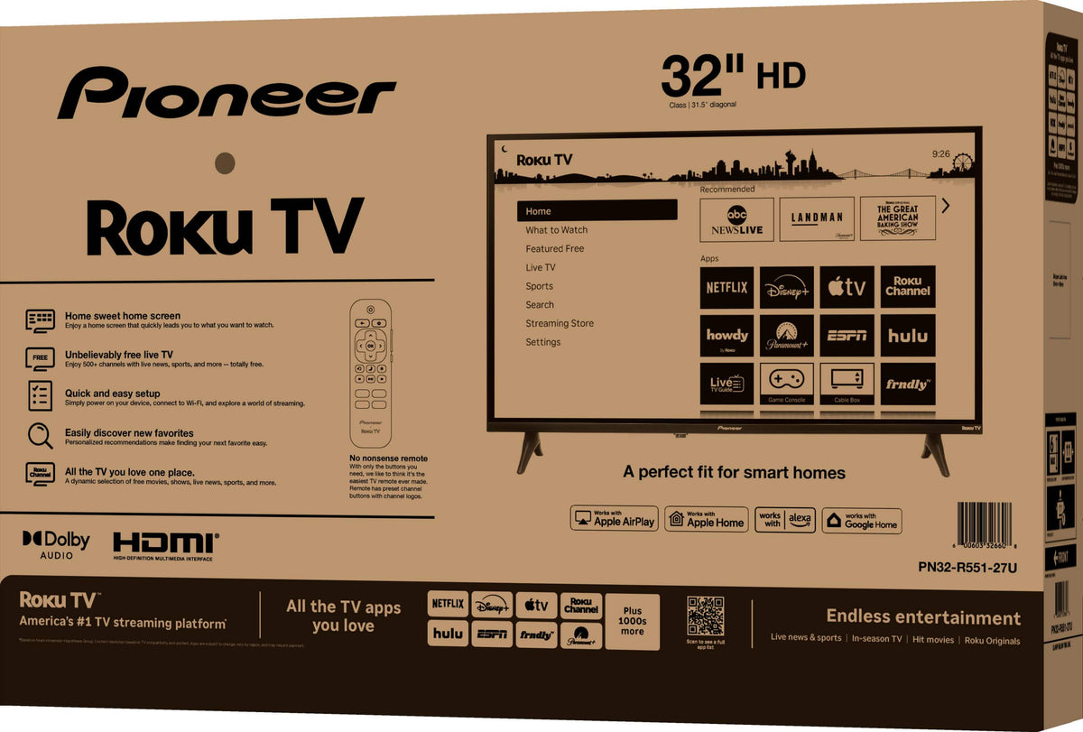 Pioneer - 32-inch Class LED 720p HD Smart Roku TV