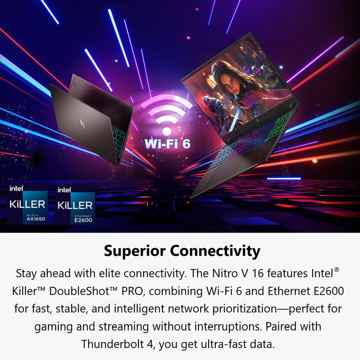 Acer - Nitro V – 16" WUXGA 165Hz Gaming Laptop - Intel Core 7 240H 2024 - NVIDIA GeForce RTX 5050 – 16GB Memory – 512GB Storage - Obsidian Black