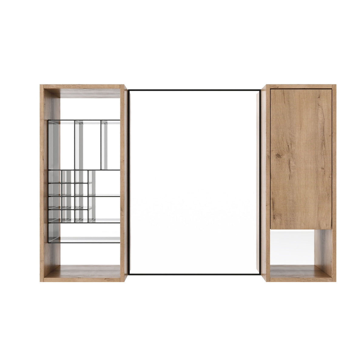Armario de pared de 41.3" con almacenamiento, botiquín con puerta y estantes ajustables - Roble imitación