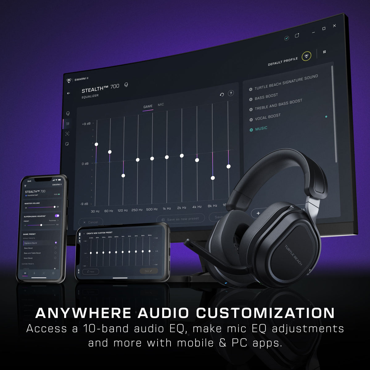 Turtle Beach - Stealth 700 Gen 3 Wireless Over-Ear Multiplatform Gaming Headset for PC, PS5, PS4, & Mobile with 80-Hr Battery - Black