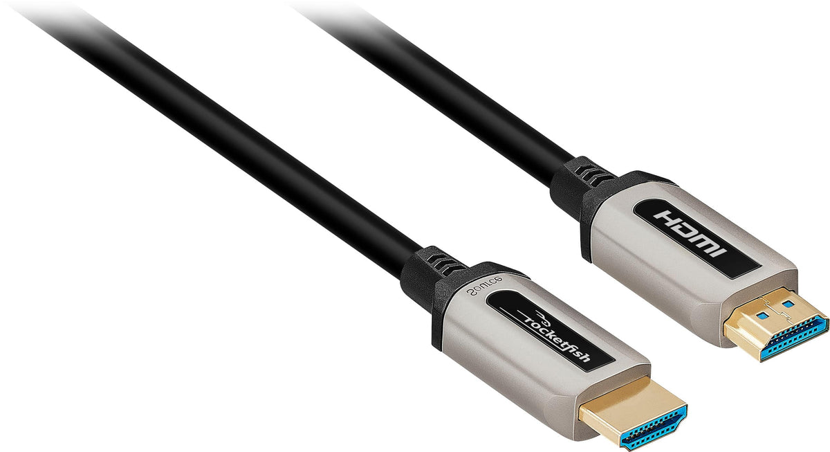 Rocketfish™ - 50' 4K UltraHD In-Wall Rated Fiber Optic HDMI Cable with HDR Support - Black