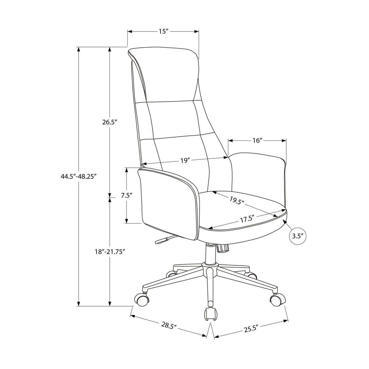 Silla de oficina con altura regulable - Negra