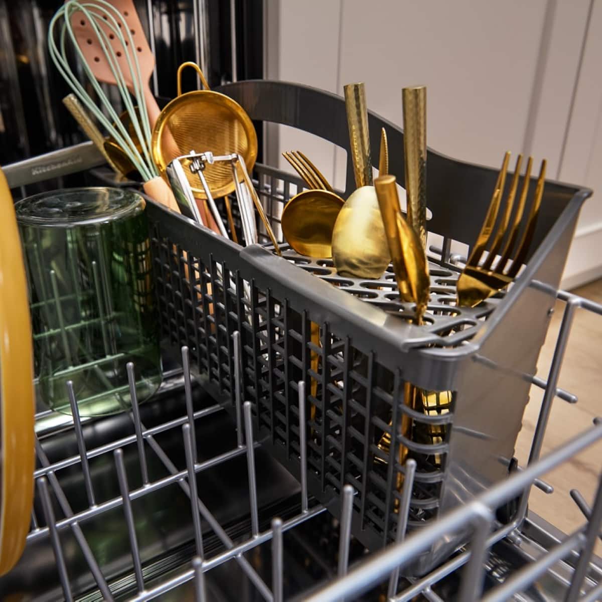 KitchenAid - 24 inch Front Control Built-In Tub Dishwasher with Third Level Utensil Rack and 47 dBA - Stainless Steel
