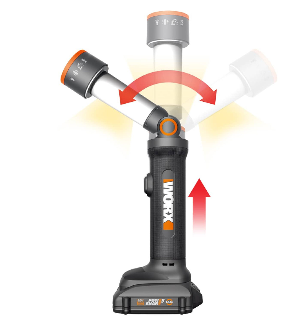WORX - 20V Power Share Multi-Function LED Flashlight with Battery and Charger - Black