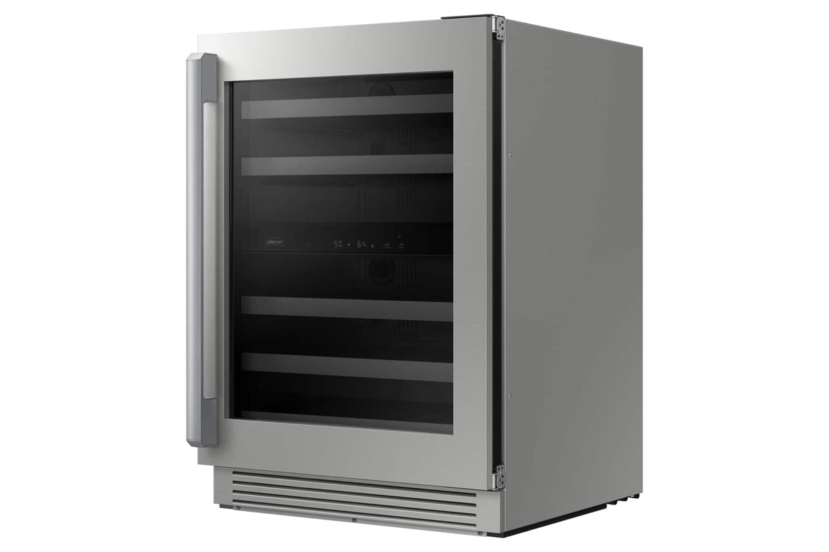 Dacor - 41-bottle 24-Inch Built-In Dual Zone Wine Cellar with Triple-Pane UV Glass and GlideRack System - Custom Panel Ready