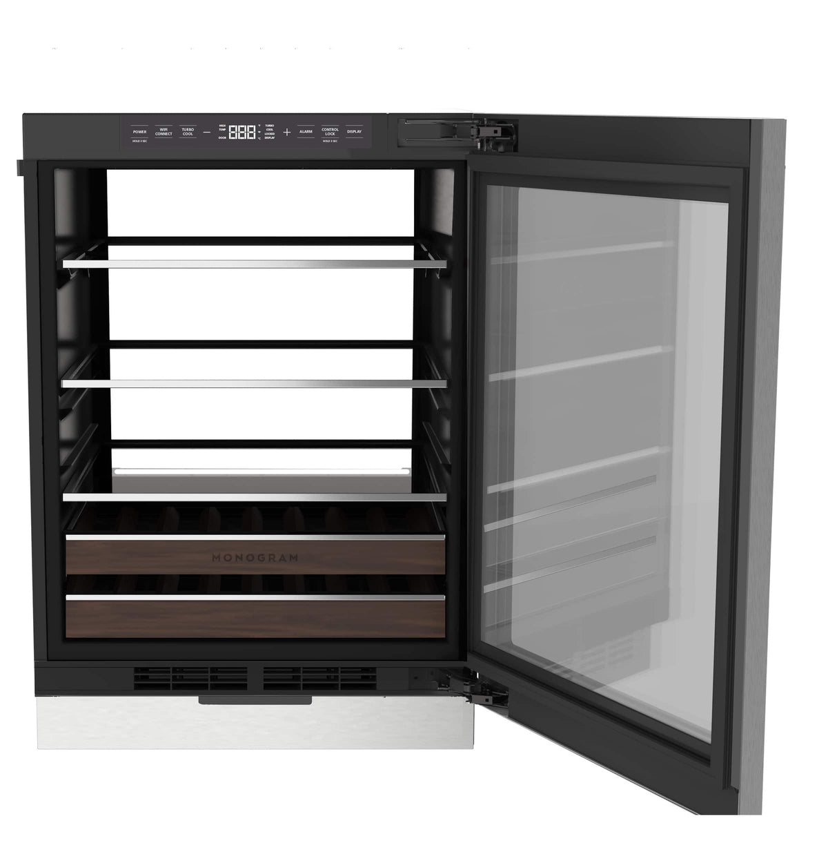 Monogram - 13-Bottle or 126 Can Built-In Beverage Cooler with Illuminated Interior - Custom Panel Ready